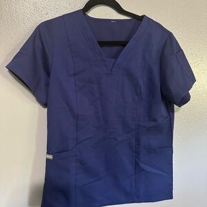 Women's Blue V-Neck Scrub Top
